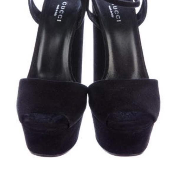 NWOB GUCCI CLAUDIE BLACK SUEDE PLATFORM SANDAL - Picture 5 of 7